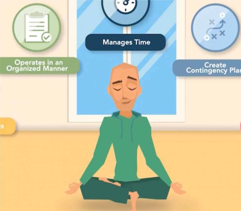 Cartoon person meditating