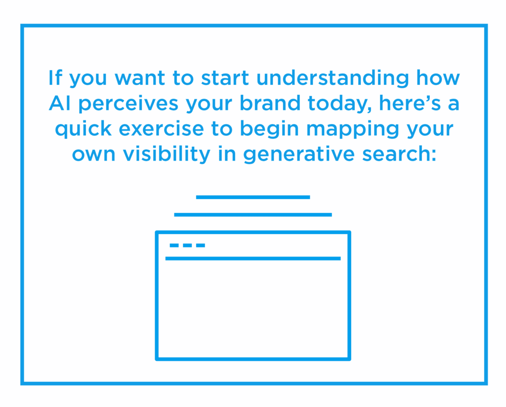White background with blue text about mapping your visibility in generative search
